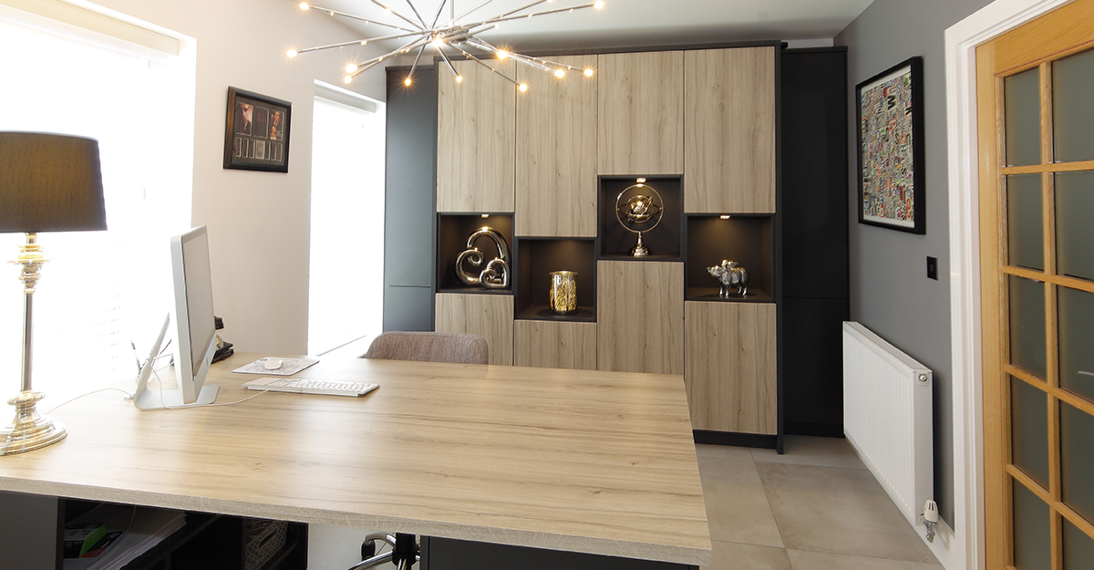 matt dark grey & oak study kent
